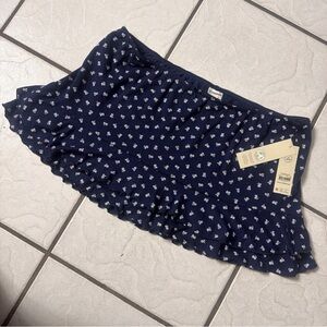 NWT Boundaries Sleepwear Mini Skort Skirt Dark Blue White Floral Print Size XL